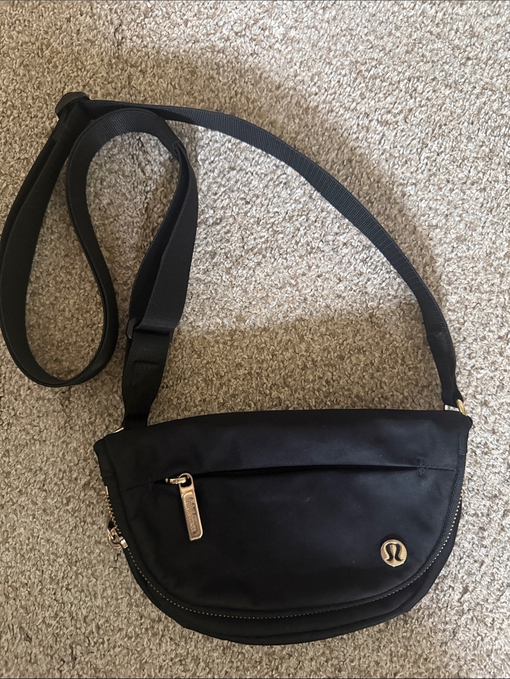 lululemon athletica Black Crossbody Bag with Gold Accents